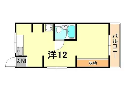 寺口ハイツ(ワンルーム/2階)の間取り写真