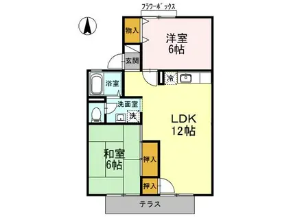 ビラ国分寺A棟(2LDK/1階)の間取り写真
