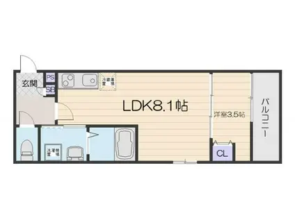 ALEGRIA古川橋II(1LDK/3階)の間取り写真