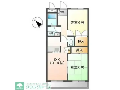 ローズガーデン(2DK/2階)の間取り写真