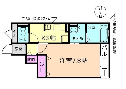 パル池田 2(1K/3階)の間取り写真