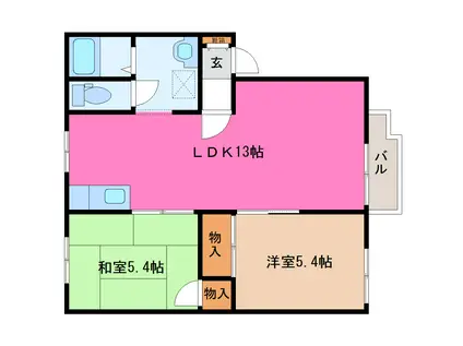 SQUARE VIE F(2LDK/2階)の間取り写真