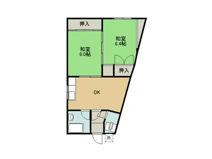 あずま荘(2DK/2階)の間取り写真