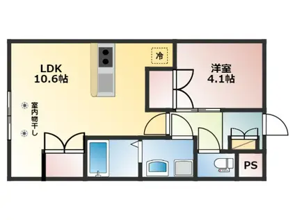 フォーシーズンI(1LDK/1階)の間取り写真