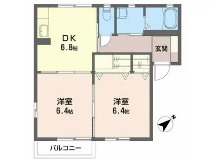 フレサ二番館(2DK/2階)の間取り写真
