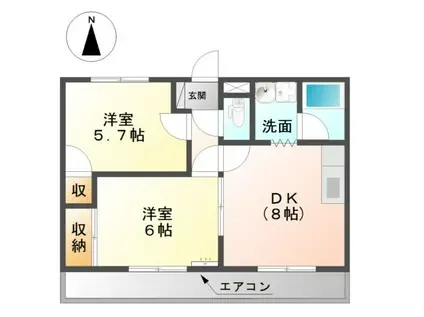 ラフィーネ石尾台(2DK/2階)の間取り写真