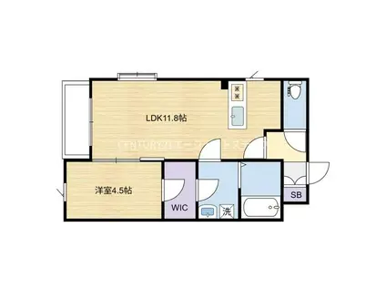 GROWTH AOBA(1LDK/1階)の間取り写真