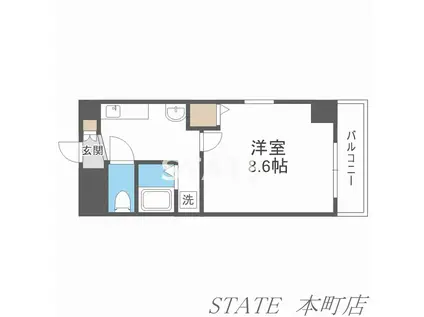 アルビオン 西梅田(1K/2階)の間取り写真