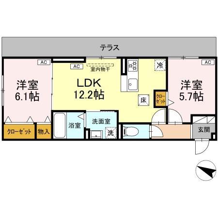 カーサ・カルーナ(2LDK/1階)の間取り写真