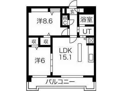 ピオーネ覚王山(2LDK/3階)の間取り写真