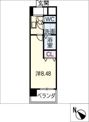 マリオン千代田(1K/6階)の間取り写真