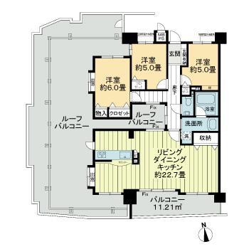 ライオンズマンション築地口2番館(3LDK/13階)の間取り写真