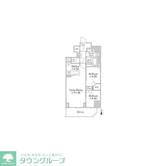 ASMACI MAISON両国II(2LDK/4階)の間取り写真