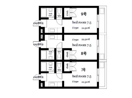 オクトワール宮崎西(ワンルーム/1階)の間取り写真