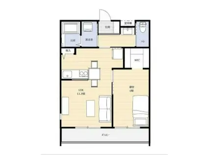 MAISON DE CHAMBRE(1LDK/1階)の間取り写真