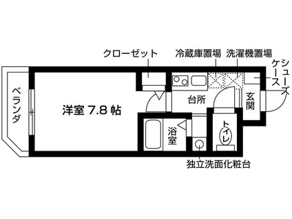 KCCフラット鞍馬口(1K/2階)の間取り写真