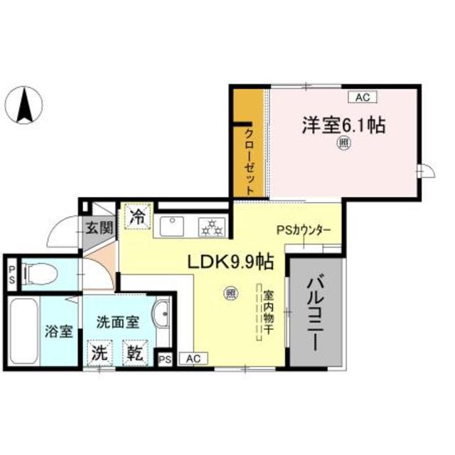 D-LUCE寄合町(1LDK/2階)の間取り写真