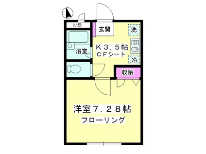 リブェール ハイム(1K/1階)の間取り写真