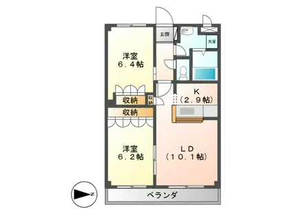 CASA RECUERDO(2LDK/1階)の間取り写真