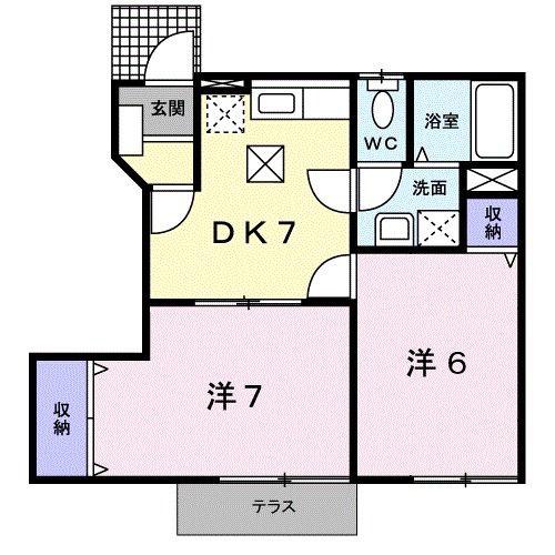 パレスサミット(2DK/1階)の間取り写真