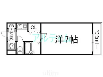 リーガル京都河原町III(1K/3階)の間取り写真