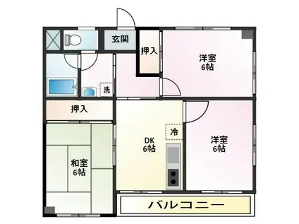 ヤマトハイム(3DK/3階)の間取り写真