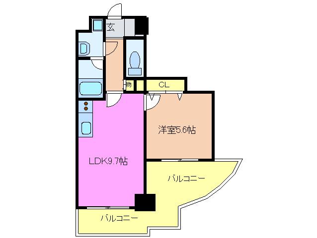 アミーグランコート三宮(1LDK/4階)の間取り写真