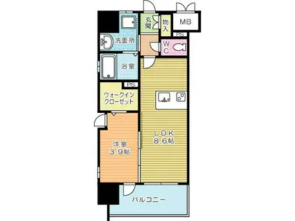 デザイナーズ ざ・片野(1LDK/8階)の間取り写真