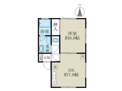 ファミリーコーポグリーンA(1DK/2階)の間取り写真