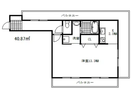 パレス東洋神戸5号館(1K/6階)の間取り写真