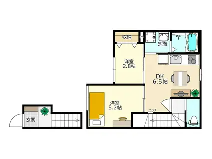 コスモガーデン中野町(2DK/2階)の間取り写真