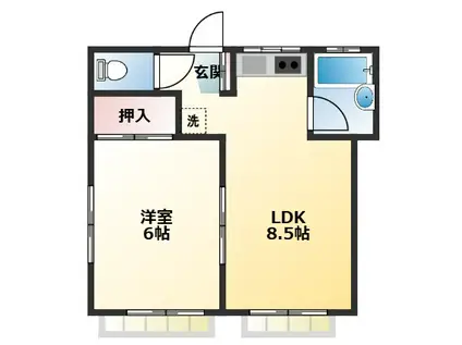 サンシティー(1LDK/2階)の間取り写真