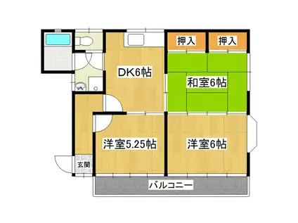 豊田ハイツ(3DK/2階)の間取り写真