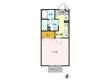 ルミエールB(1K/2階)の間取り写真