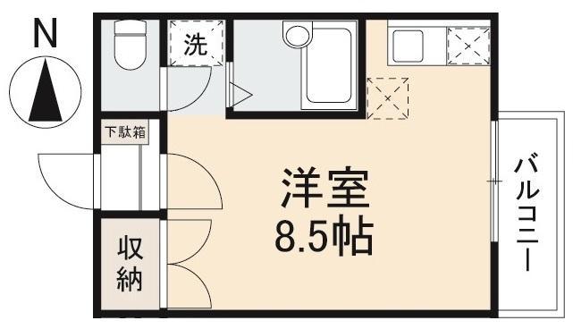 グランドハイツ増田(ワンルーム/2階)の間取り写真