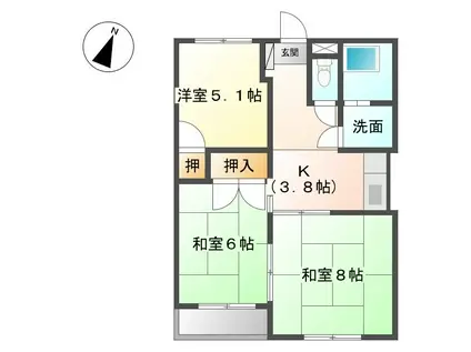 エクセルコーポ材木町(3K/1階)の間取り写真