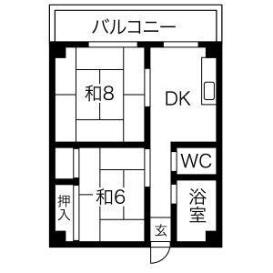 ミヅホビル(2DK/4階)の間取り写真