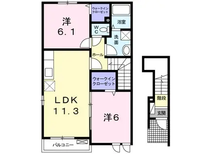 フレスクーラK・O II(2LDK/2階)の間取り写真