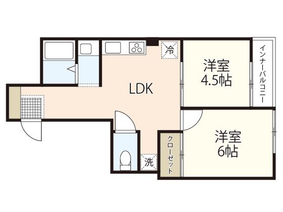 十日市ビル 2(2DK/3階)の間取り写真