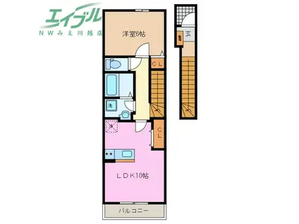 オリヴェート B(1LDK/2階)の間取り写真