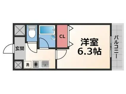 ヴィラ サンシャイン(1K/4階)の間取り写真