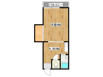 シャトルタウンB(1K/2階)の間取り写真