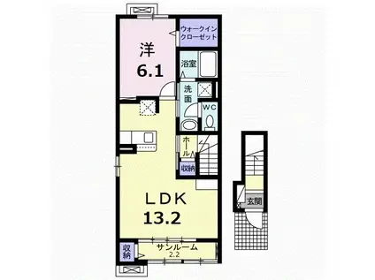 リヴァージュ K(1LDK/2階)の間取り写真