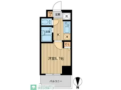 ドゥーエ浦安II(1K/6階)の間取り写真