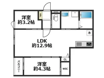 C-GRID山下町(2LDK/3階)の間取り写真