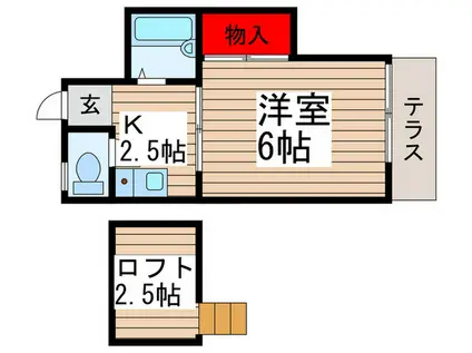 サンローゼ武蔵浦和(1K/1階)の間取り写真
