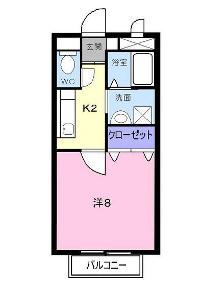 ディメイン小池(1K/1階)の間取り写真