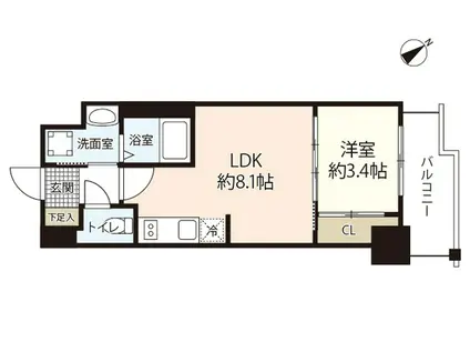 ブランシエスタ河原町(1LDK/4階)の間取り写真