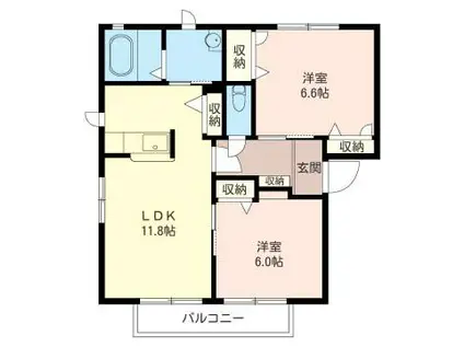 ソレアードE(2LDK/2階)の間取り写真