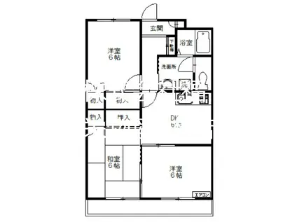 コンフォート22(3DK/3階)の間取り写真